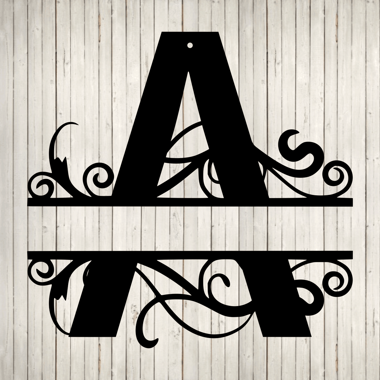 Split Swirl Block Initial with Custom Text
