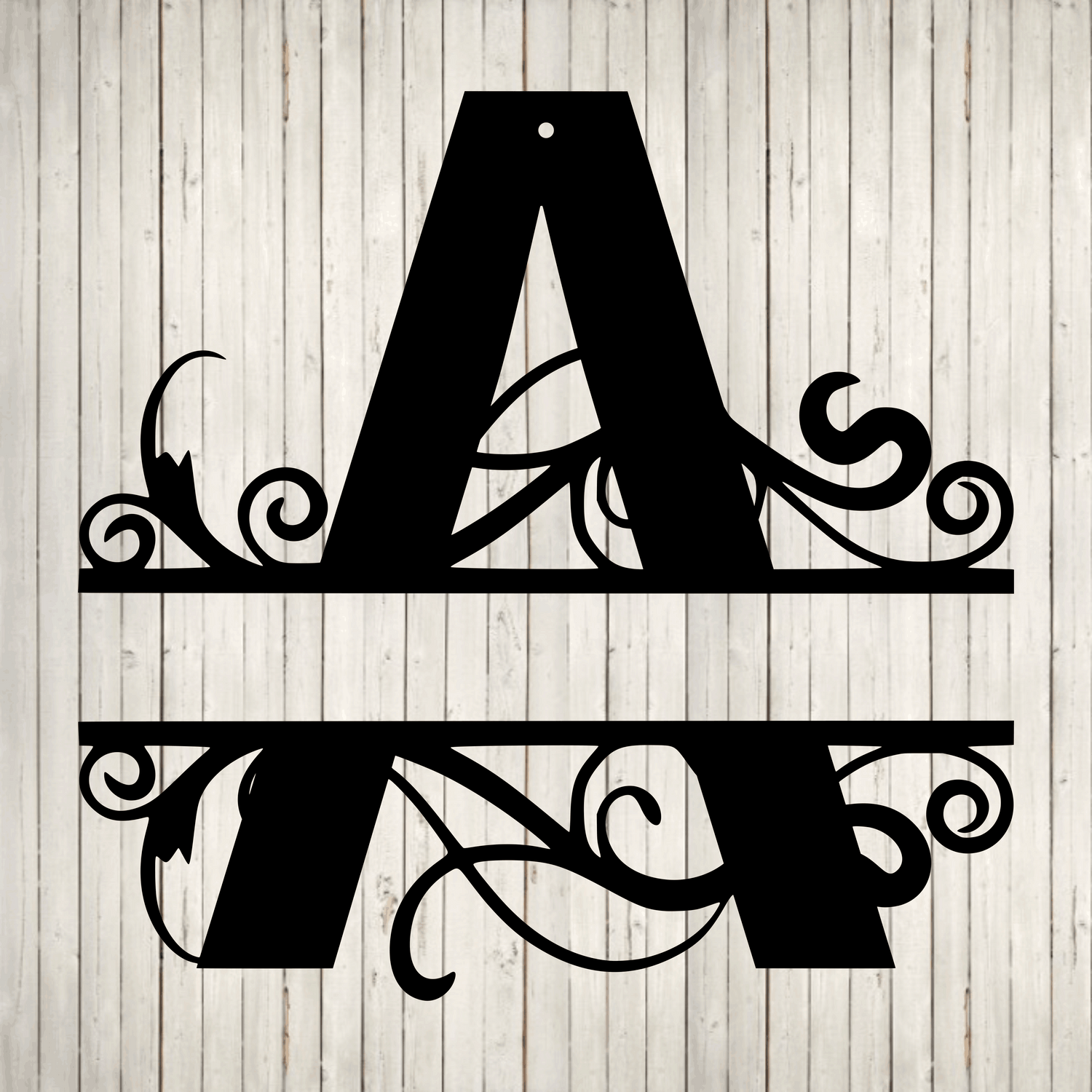 Split Swirl Block Initial with Custom Text