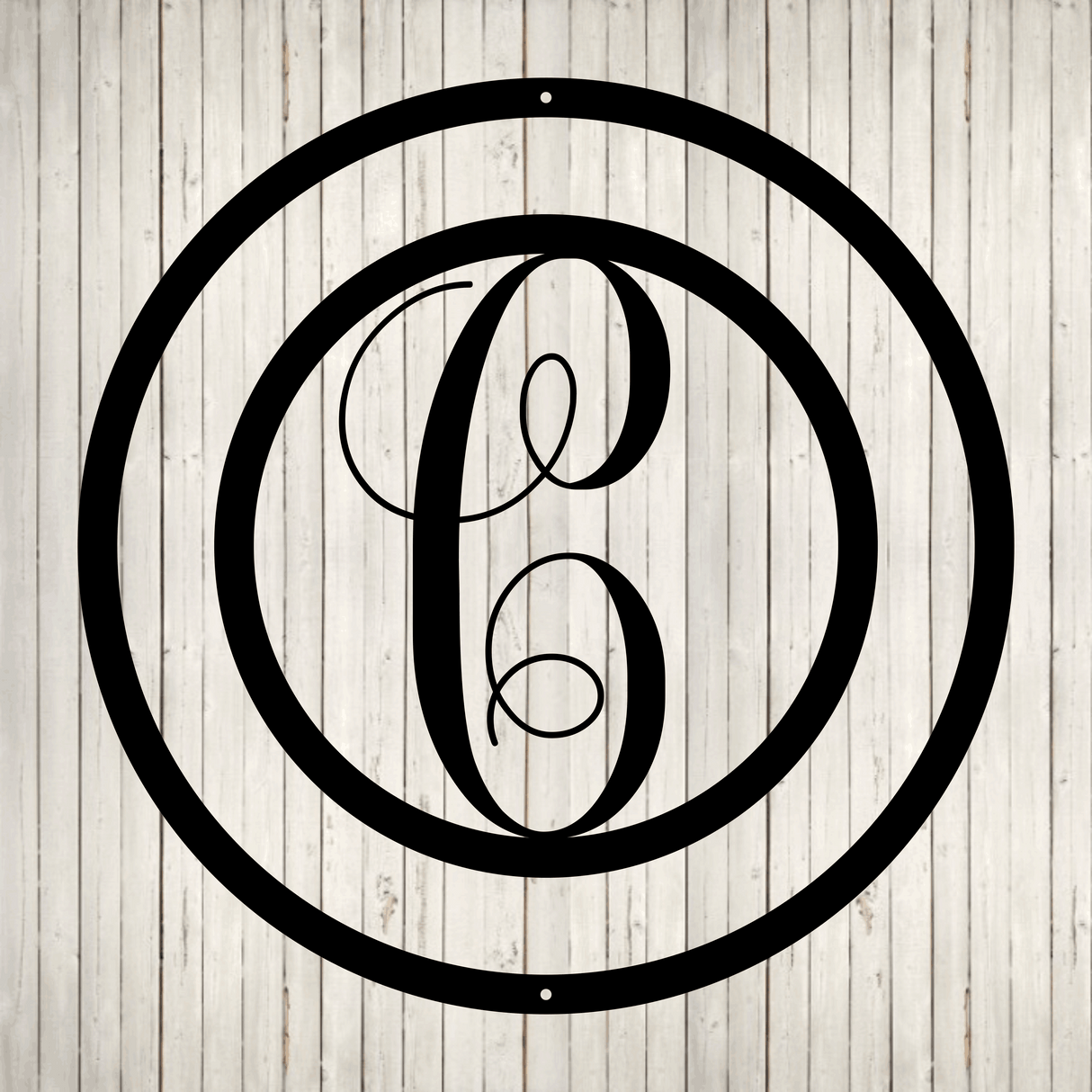 Swirly Circled Initial with Last Name and Est. Date