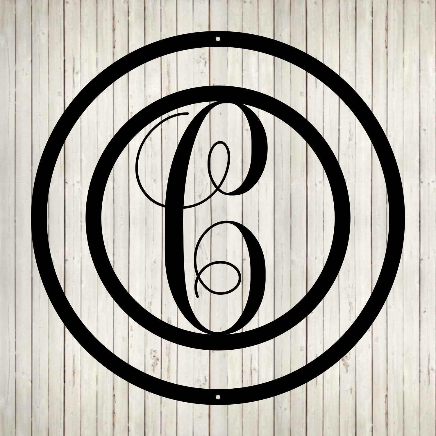 Swirly Circled Initial with Last Name and Est. Date