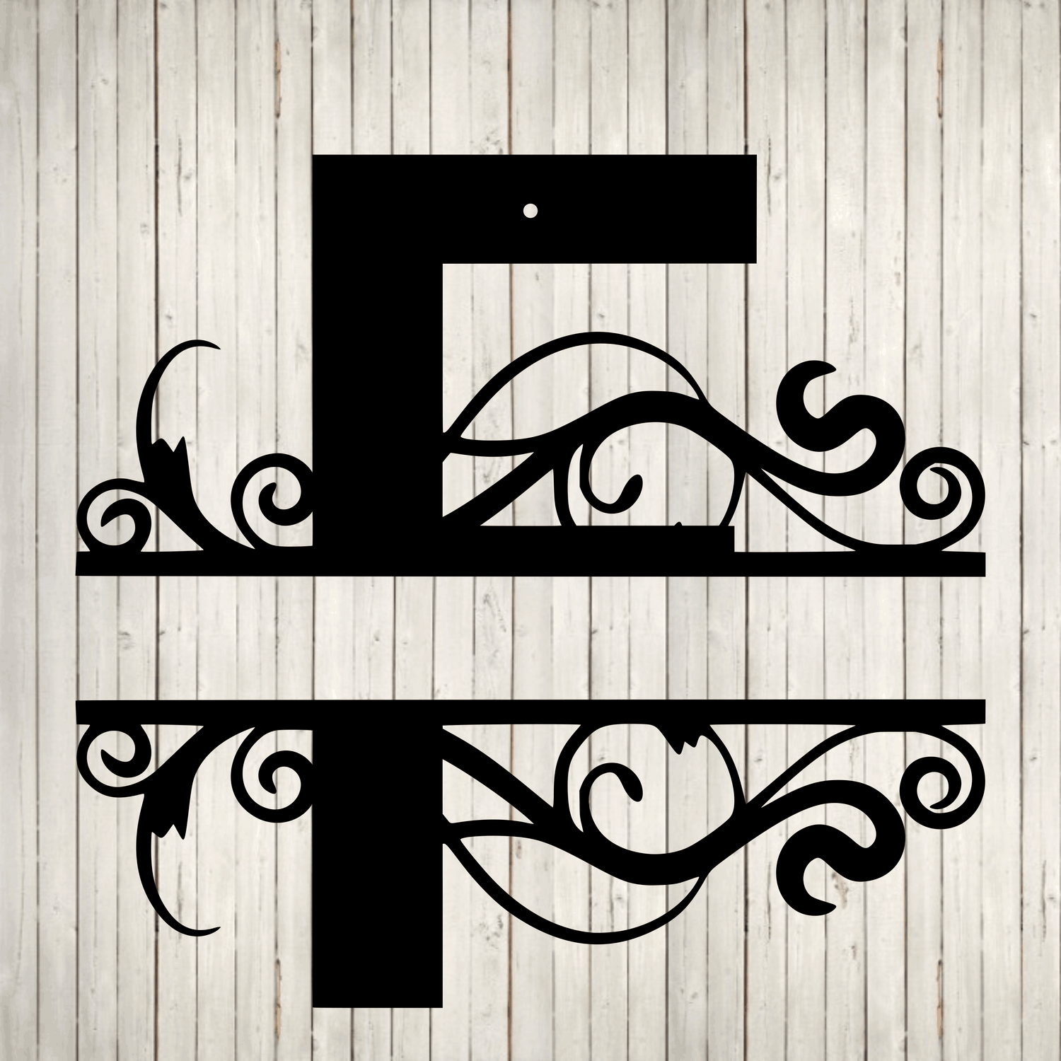 Split Swirl Block Initial with Custom Text