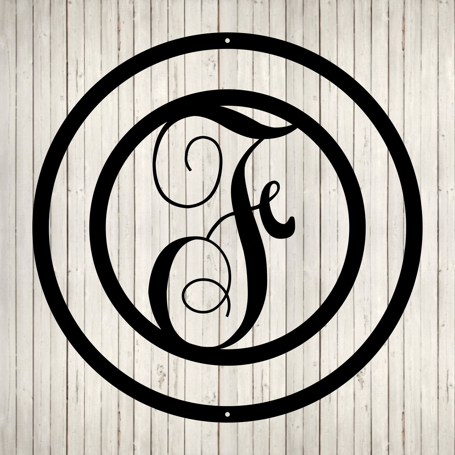 Swirly Circled Initial with Last Name and Est. Date
