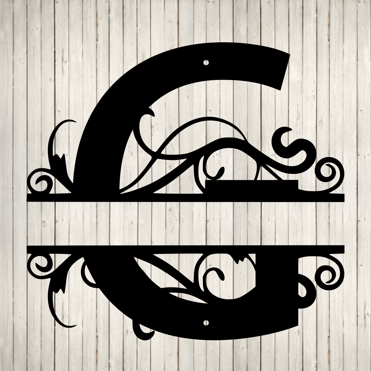 Split Swirl Block Initial with Custom Text