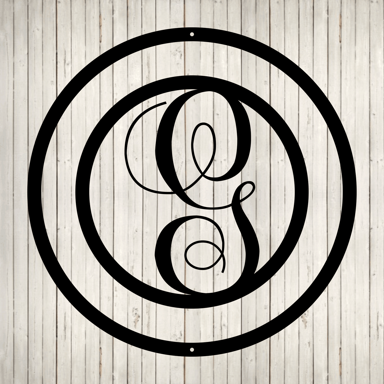 Swirly Circled Initial with Last Name and Est. Date