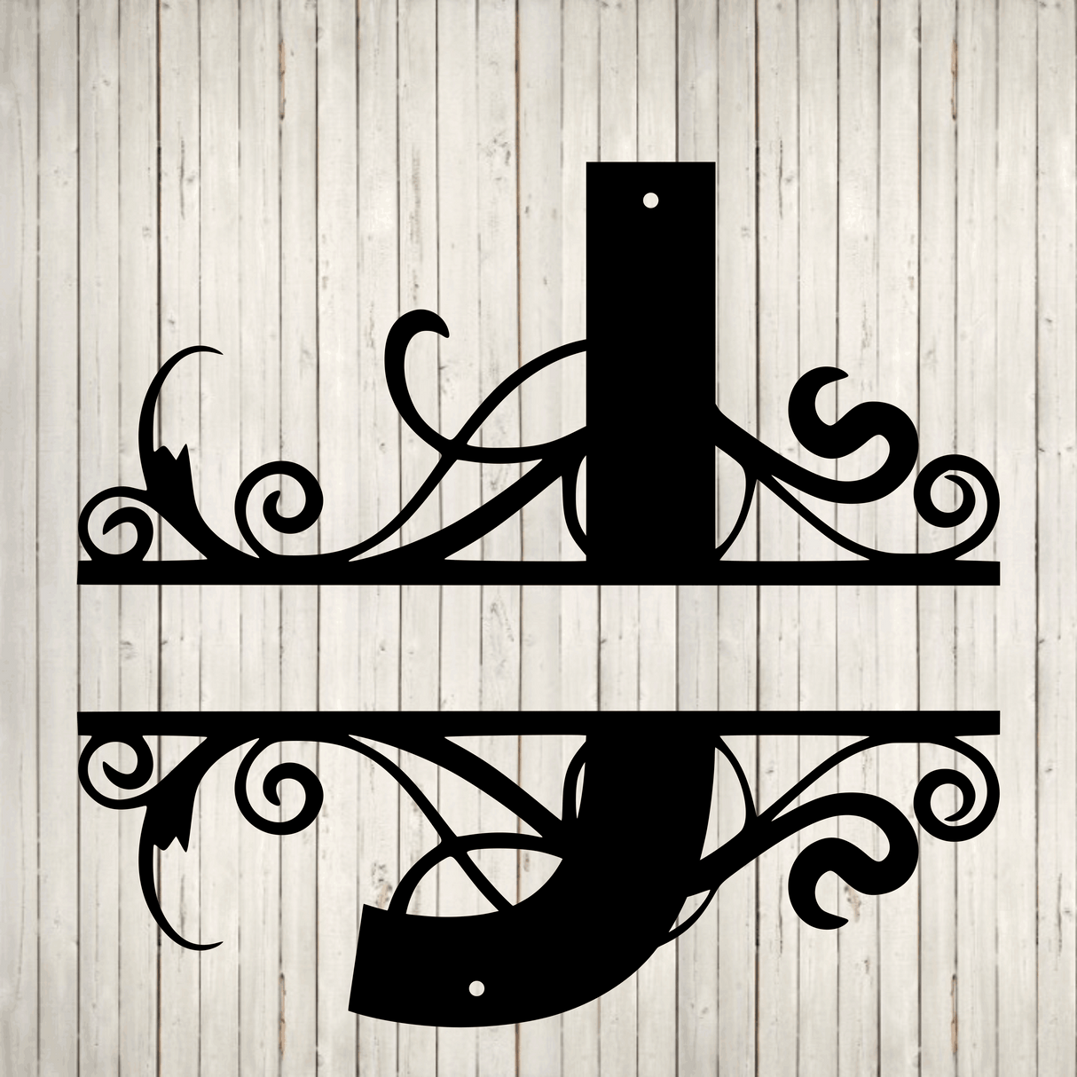 Split Swirl Block Initial with Custom Text