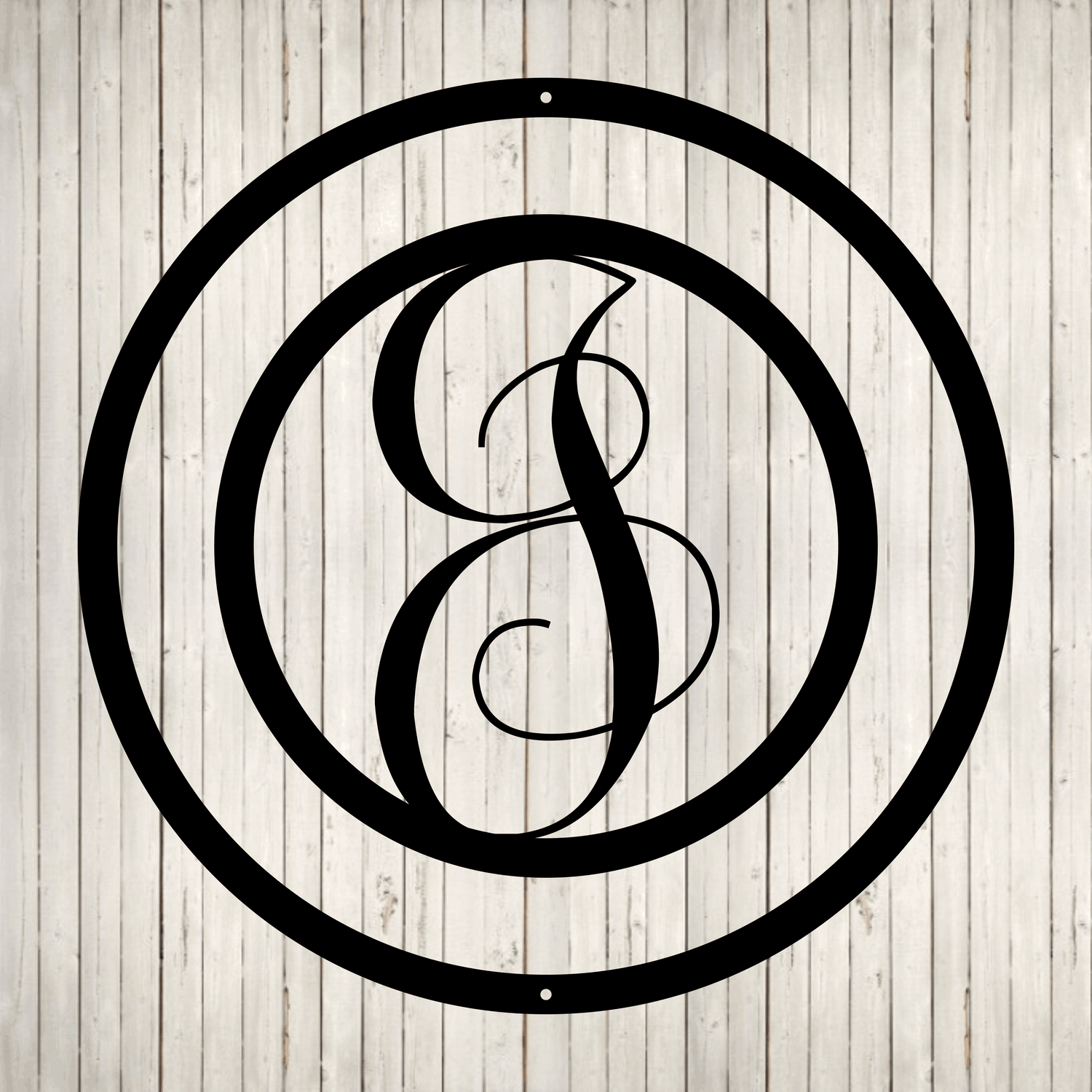 Swirly Circled Initial with Last Name and Est. Date