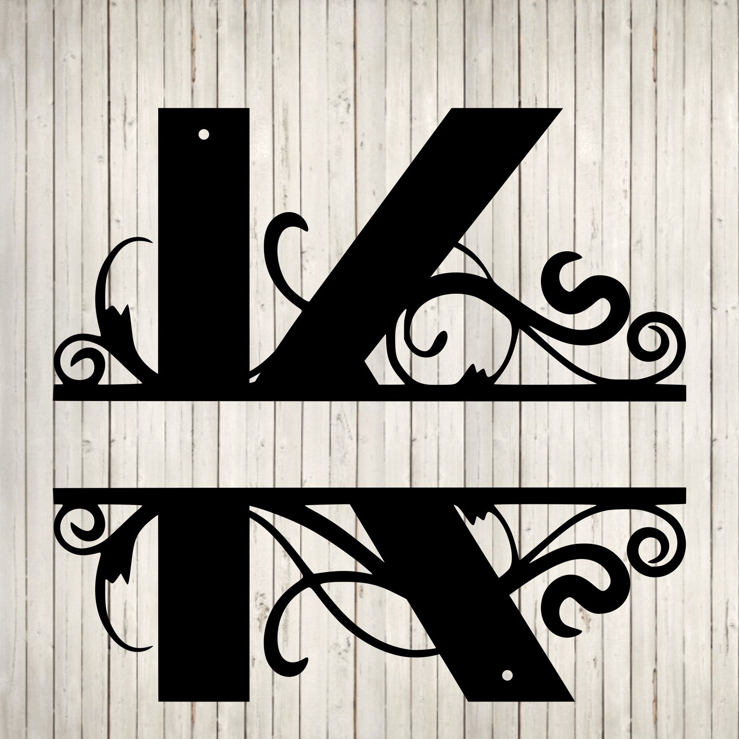 Split Swirl Block Initial with Custom Text