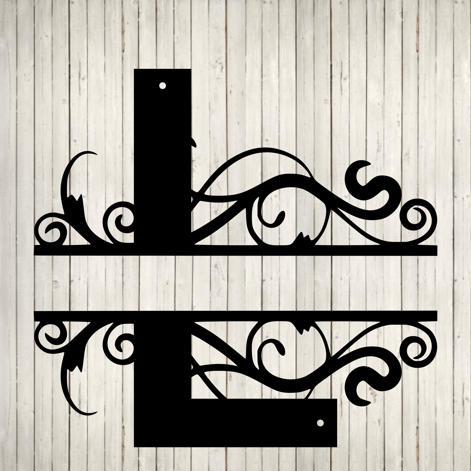 Split Swirl Block Initial with Custom Text