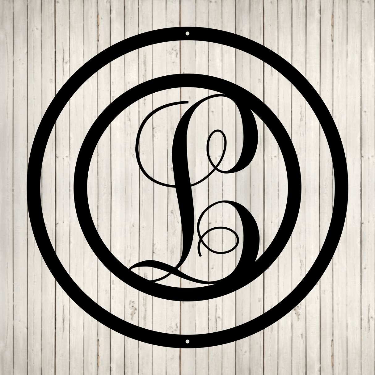 Swirly Circled Initial with Last Name and Est. Date