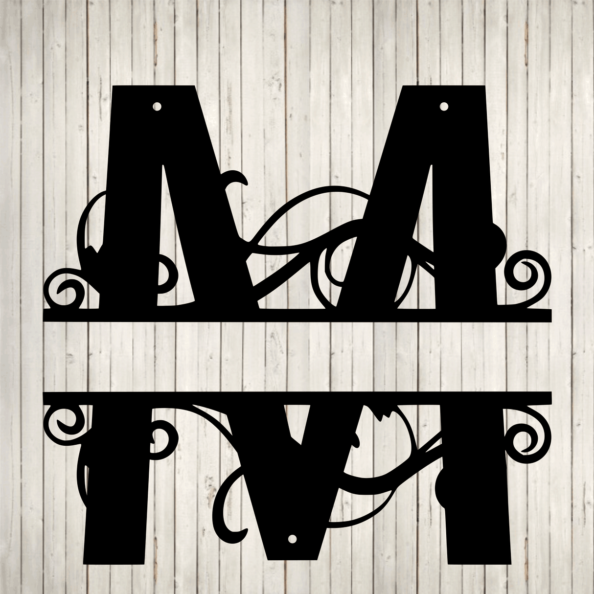 Split Swirl Block Initial with Custom Text