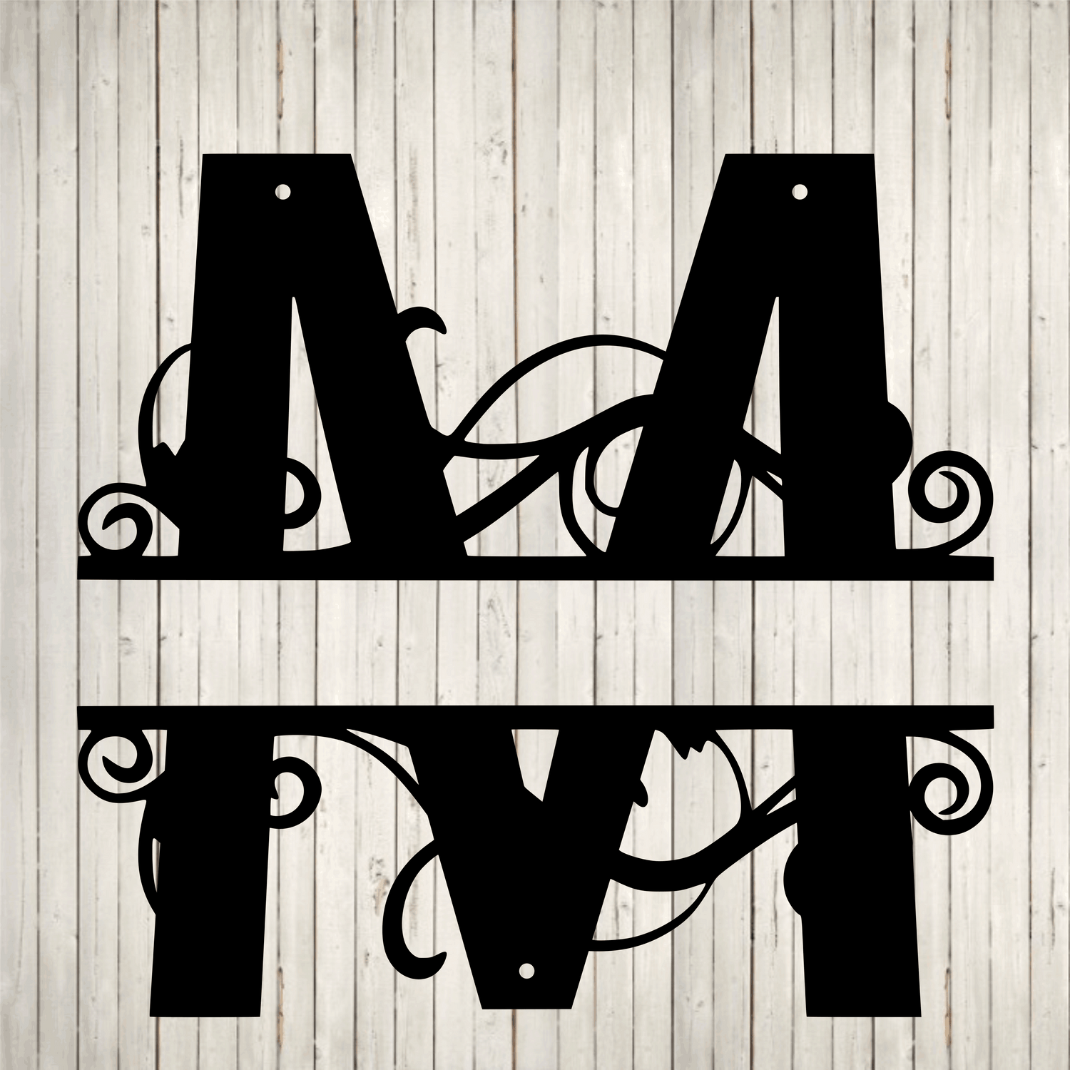 Split Swirl Block Initial with Custom Text