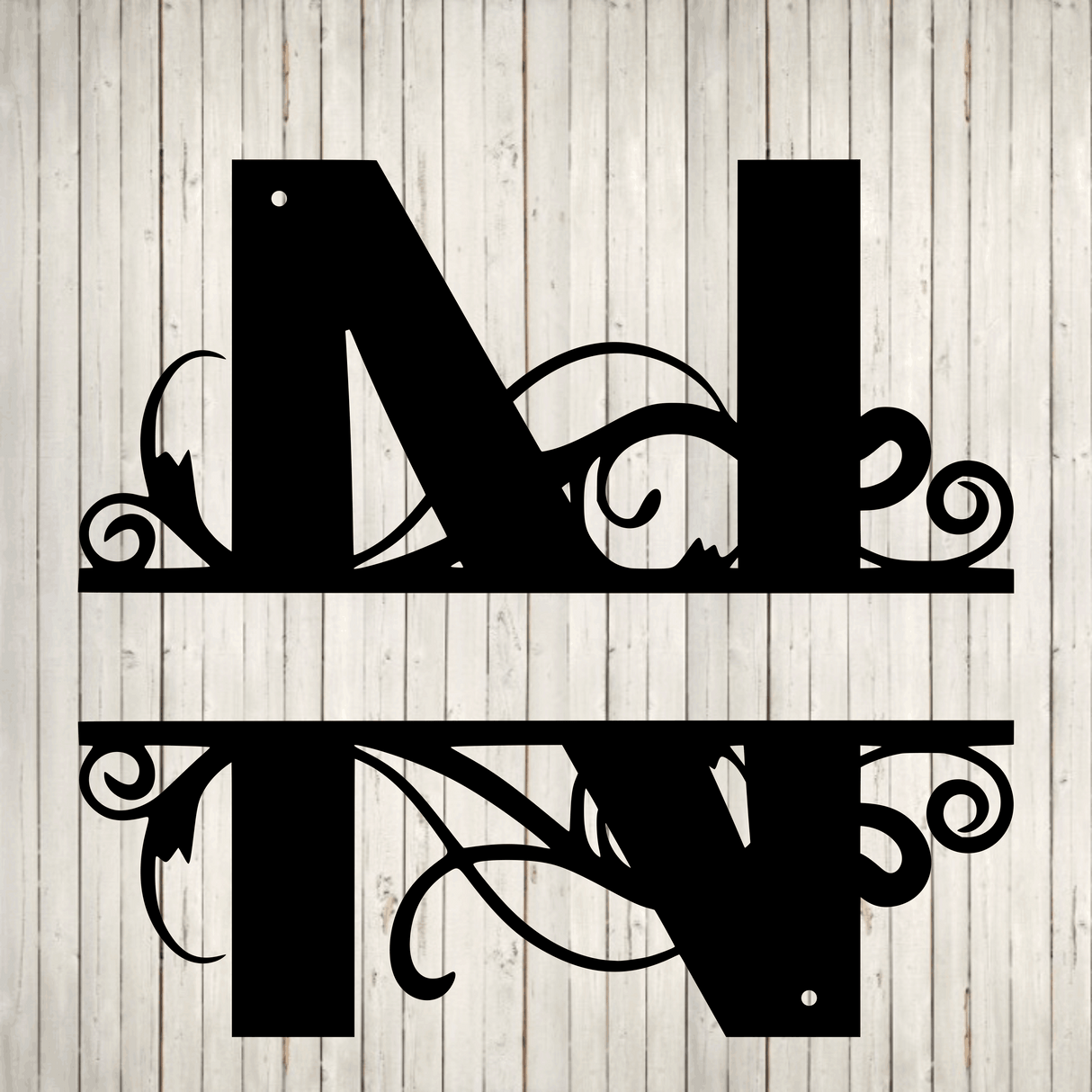 Split Swirl Block Initial with Custom Text