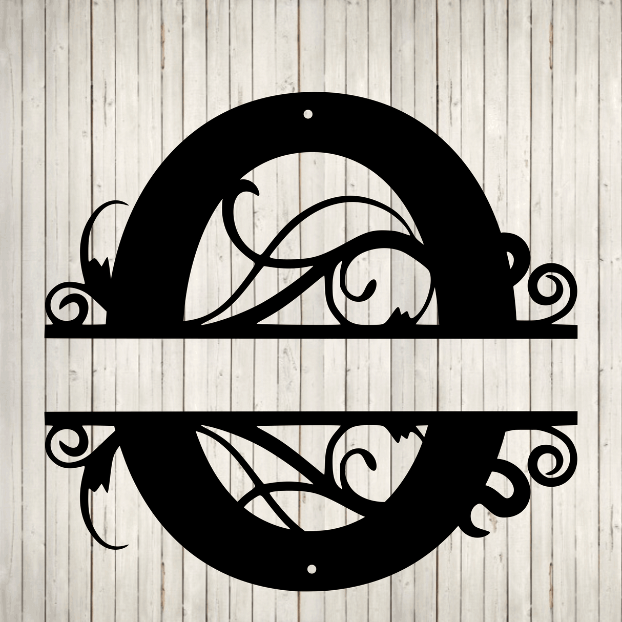 Split Swirl Block Initial with Custom Text