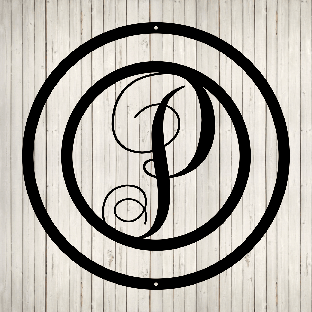 Swirly Circled Initial with Last Name and Est. Date