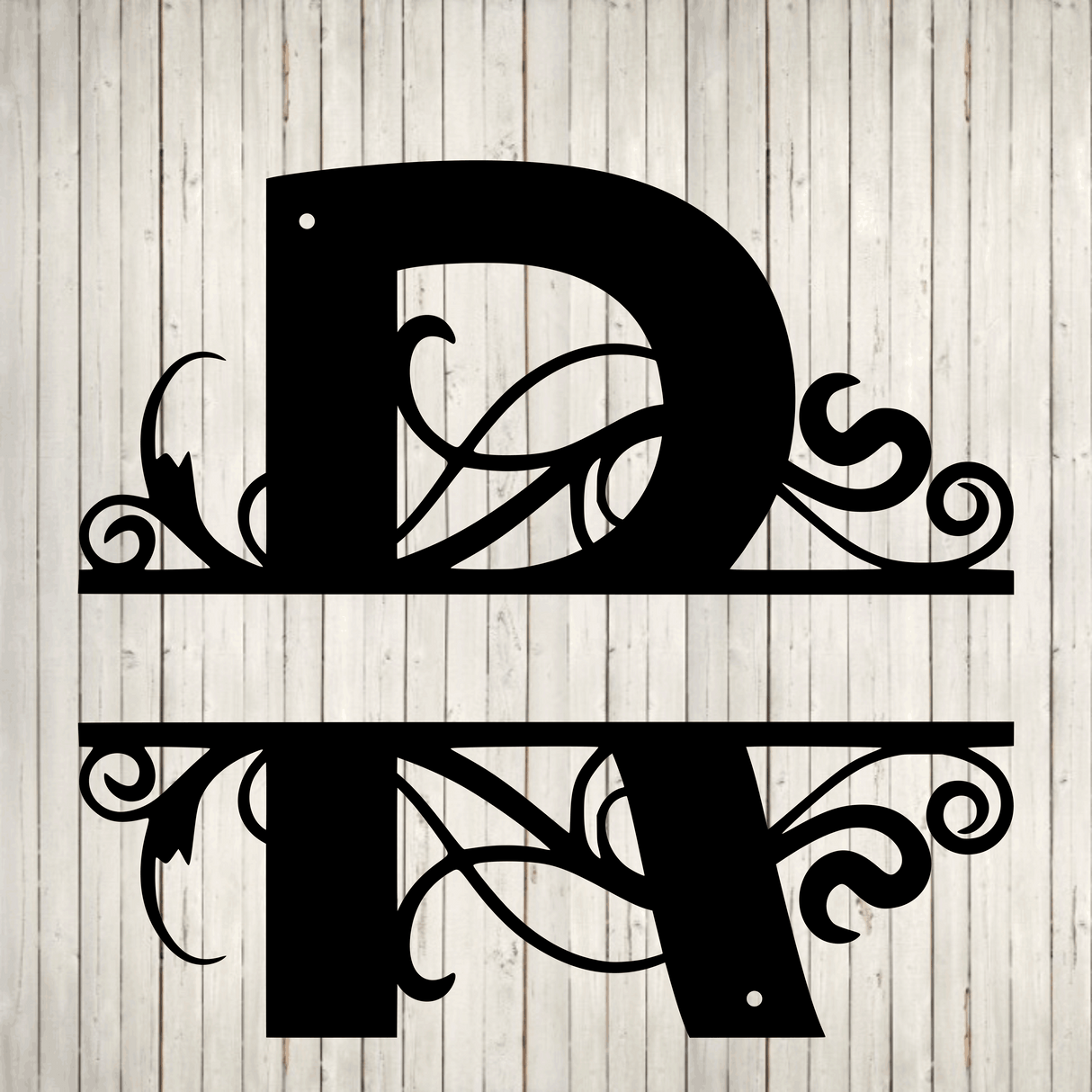 Split Swirl Block Initial with Custom Text