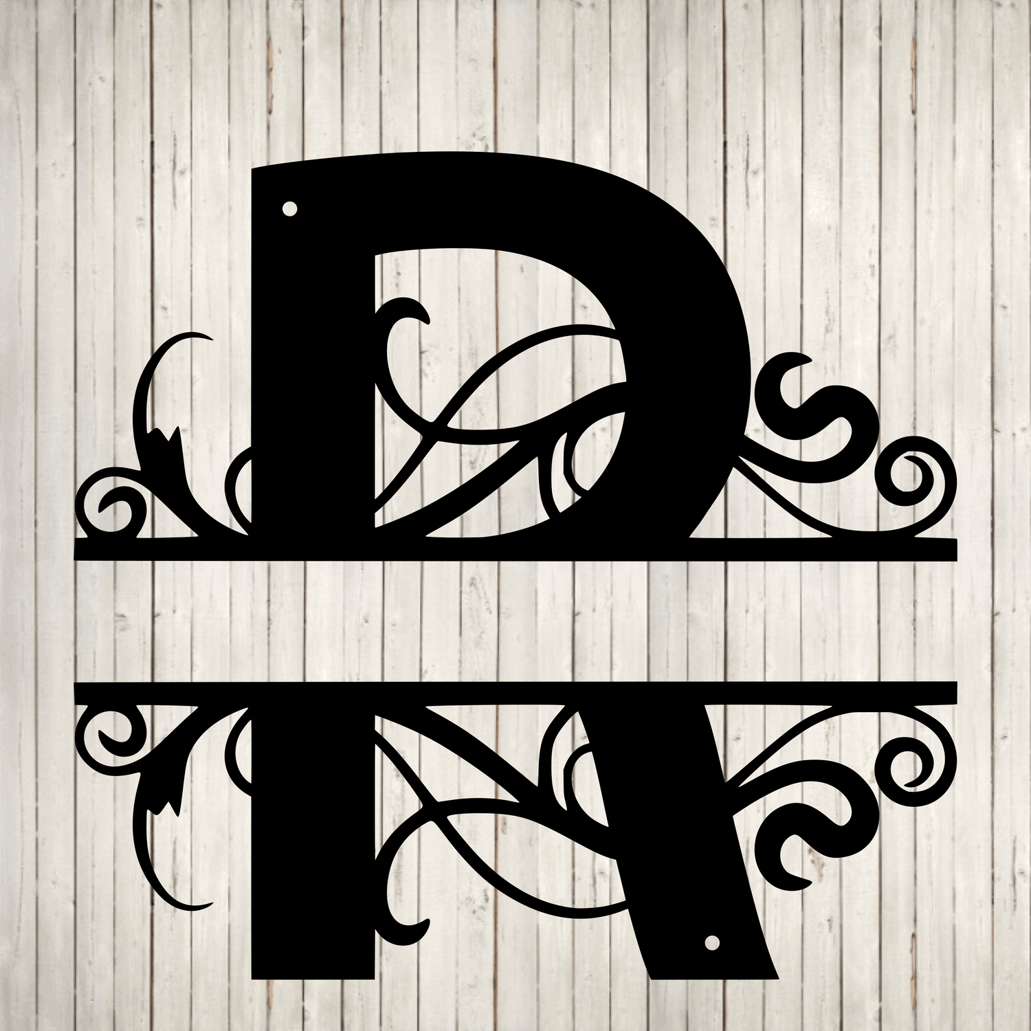 Split Swirl Block Initial with Custom Text