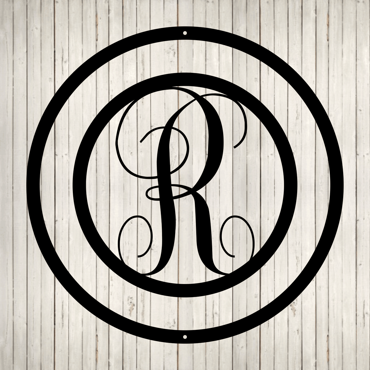 Swirly Circled Initial with Last Name and Est. Date