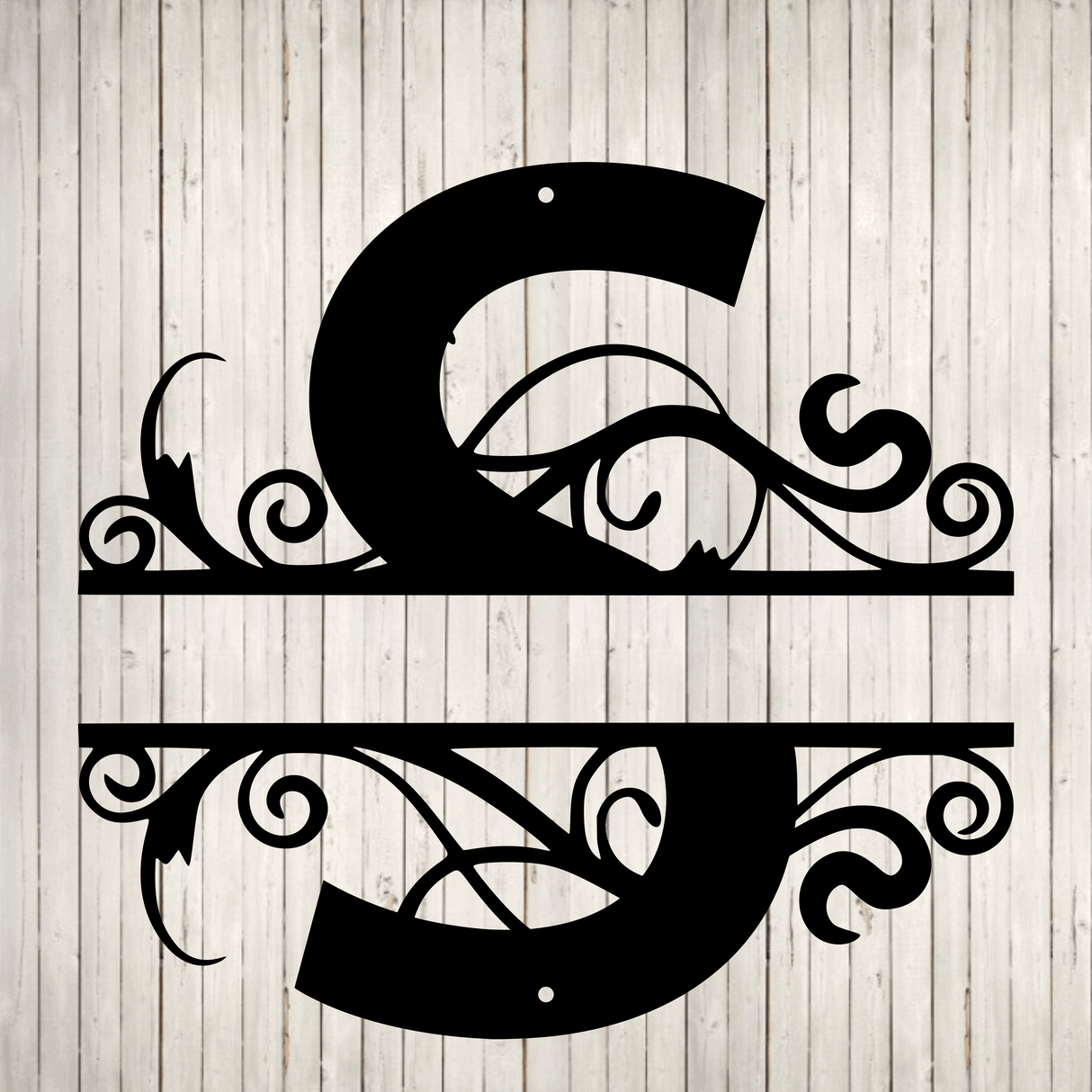 Split Swirl Block Initial with Custom Text
