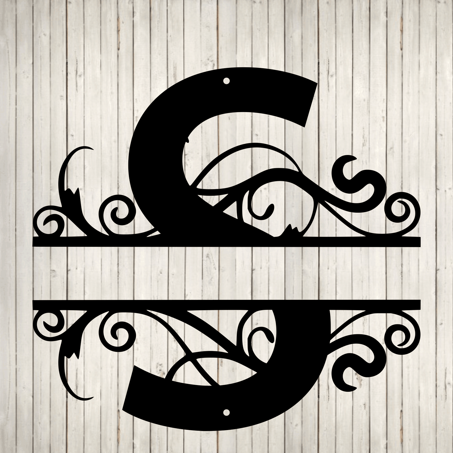 Split Swirl Block Initial with Custom Text