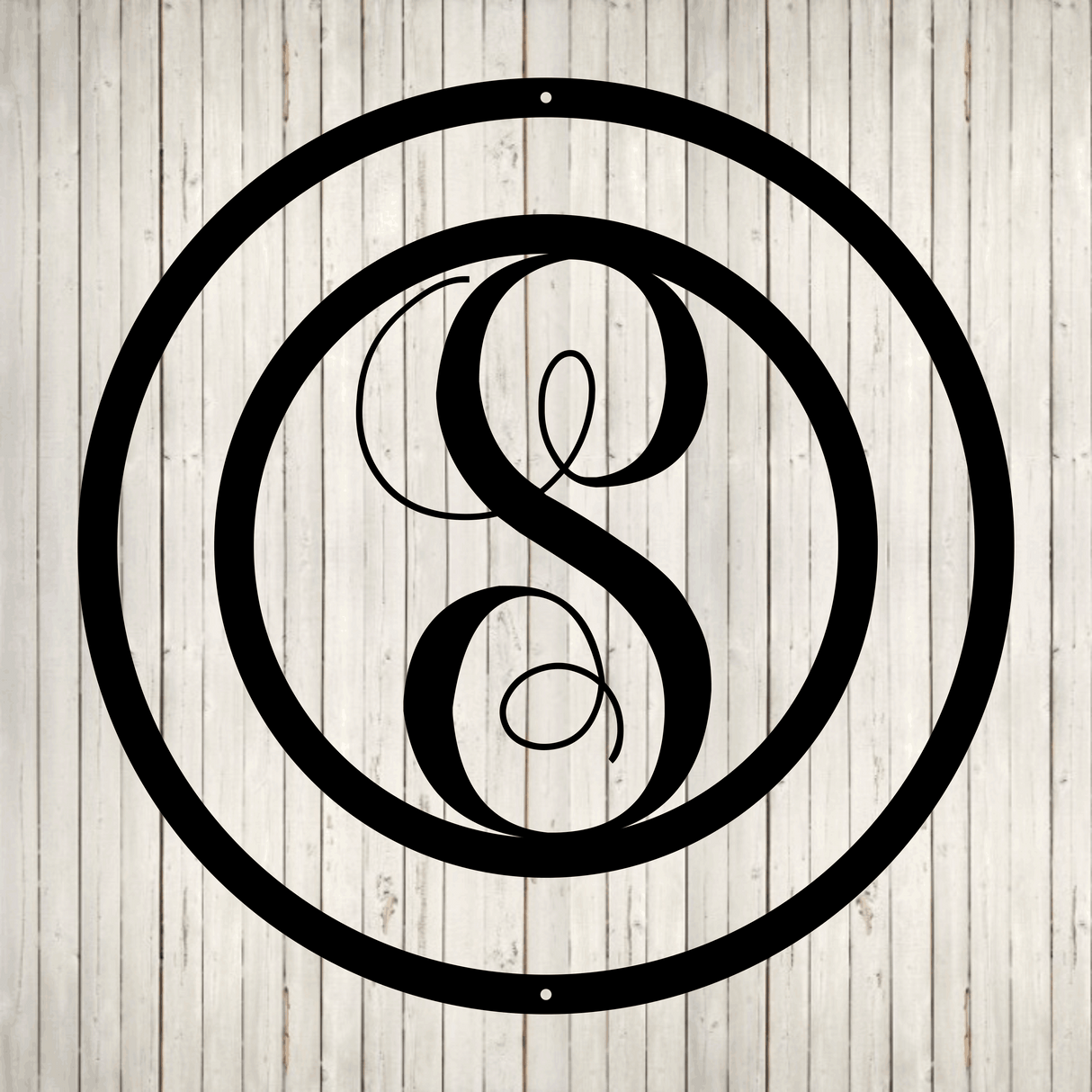 Swirly Circled Initial with Last Name and Est. Date