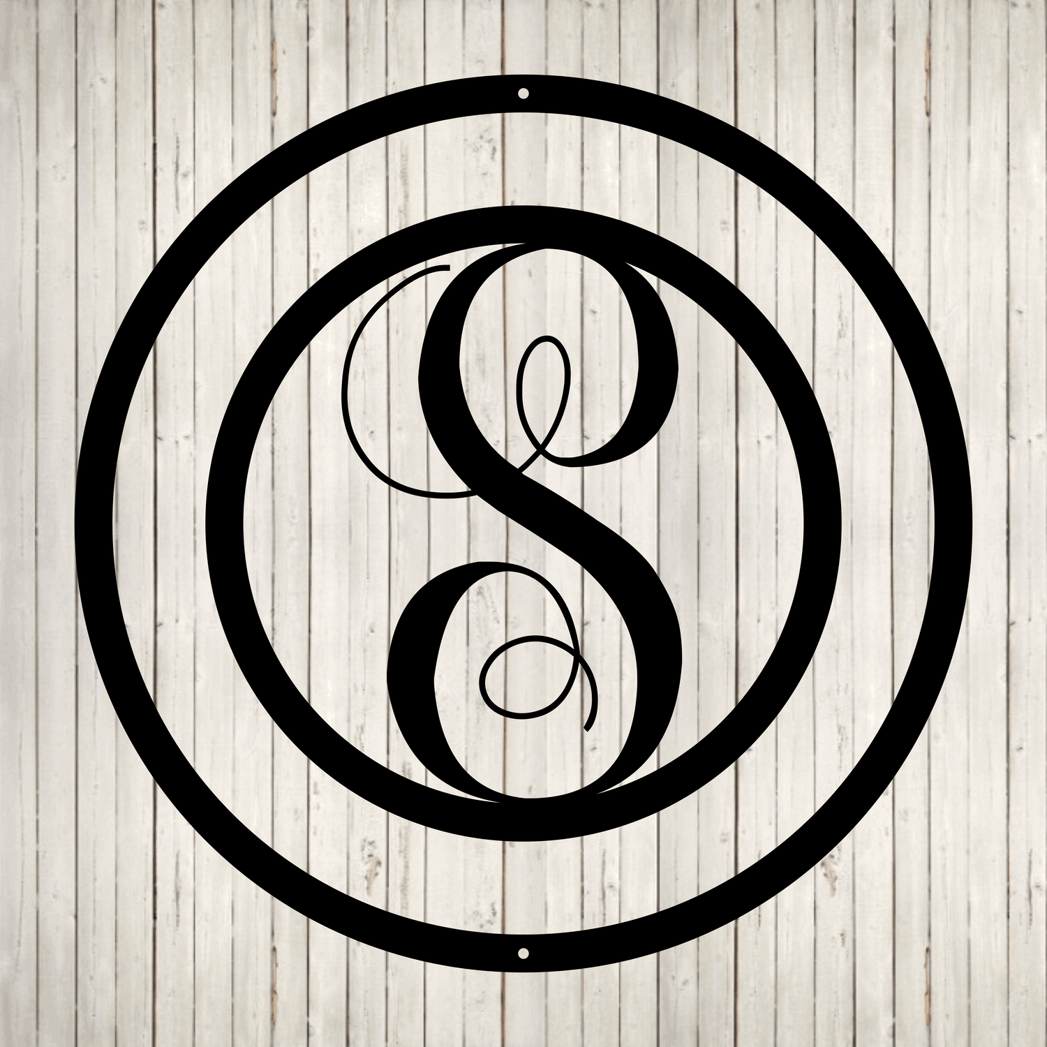 Swirly Circled Initial with Last Name and Est. Date