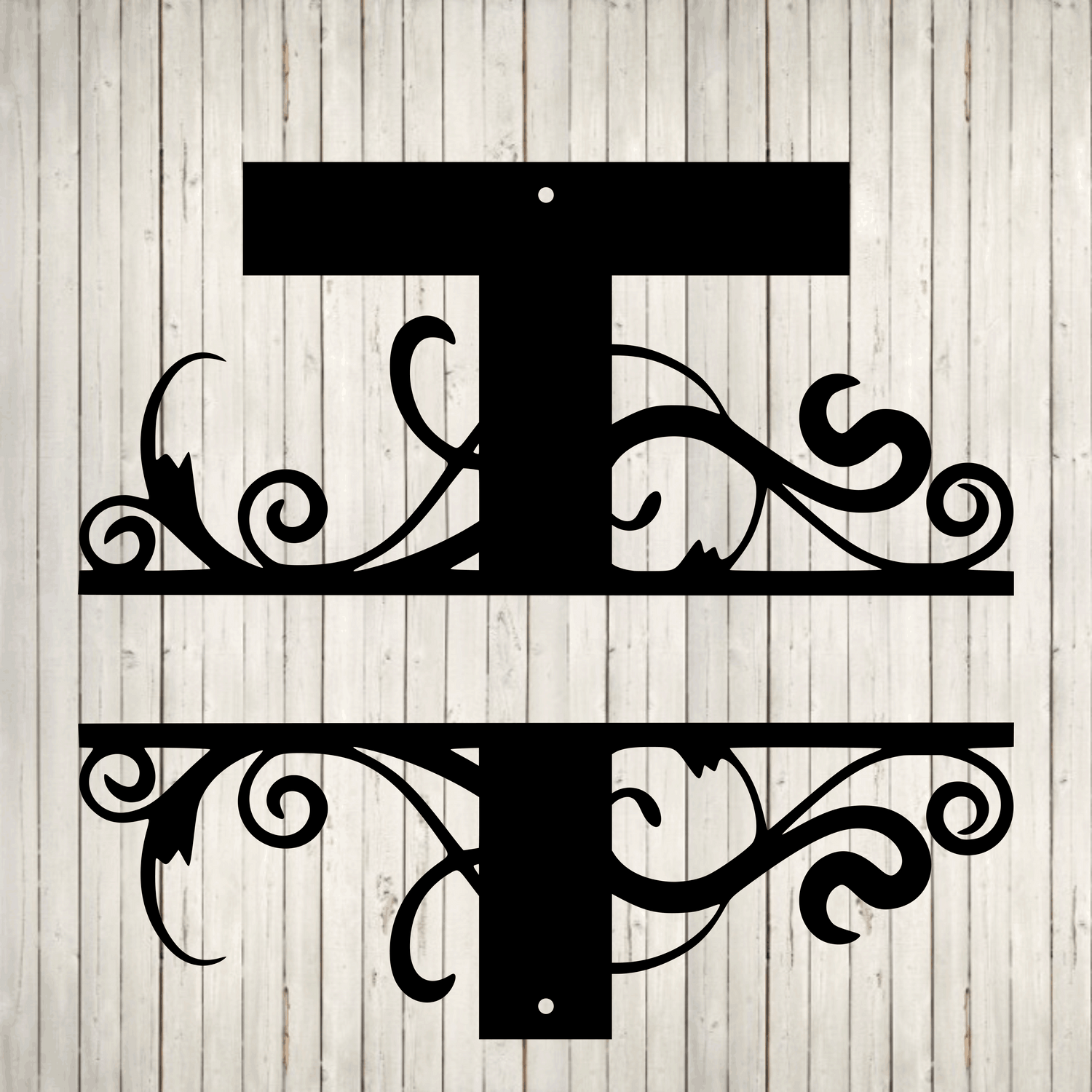 Split Swirl Block Initial with Custom Text