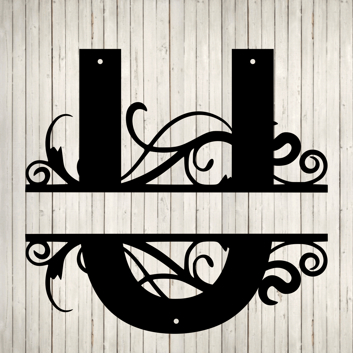 Split Swirl Block Initial with Custom Text