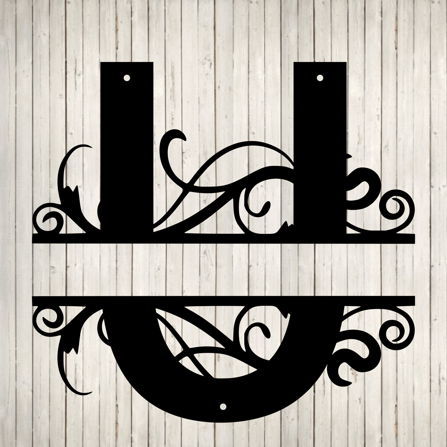 Split Swirl Block Initial with Custom Text