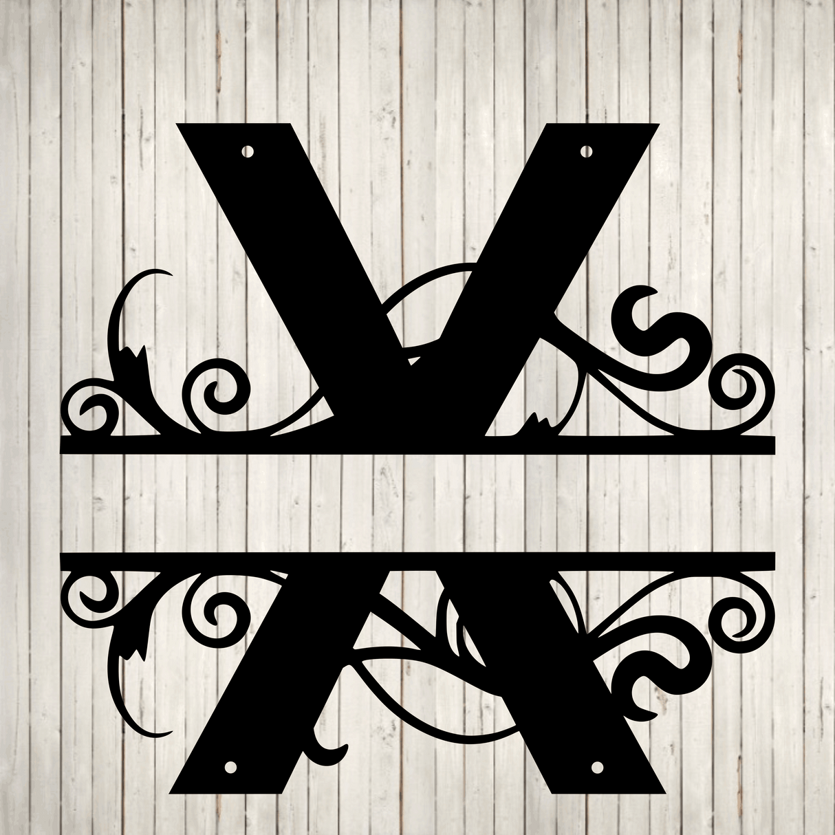 Split Swirl Block Initial with Custom Text