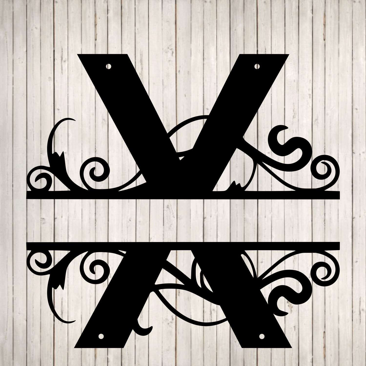 Split Swirl Block Initial with Custom Text