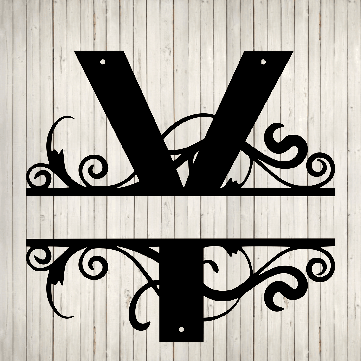 Split Swirl Block Initial with Custom Text