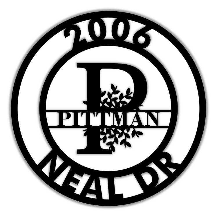 Circular Address Sign with Initial and Last Name