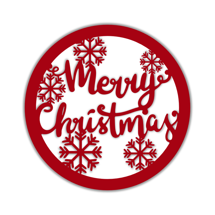 Merry Christmas Snowflake Circle