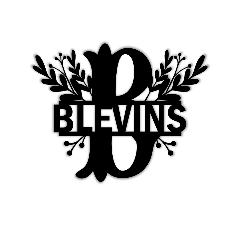 Initial and Last Name With Berries and Leaves