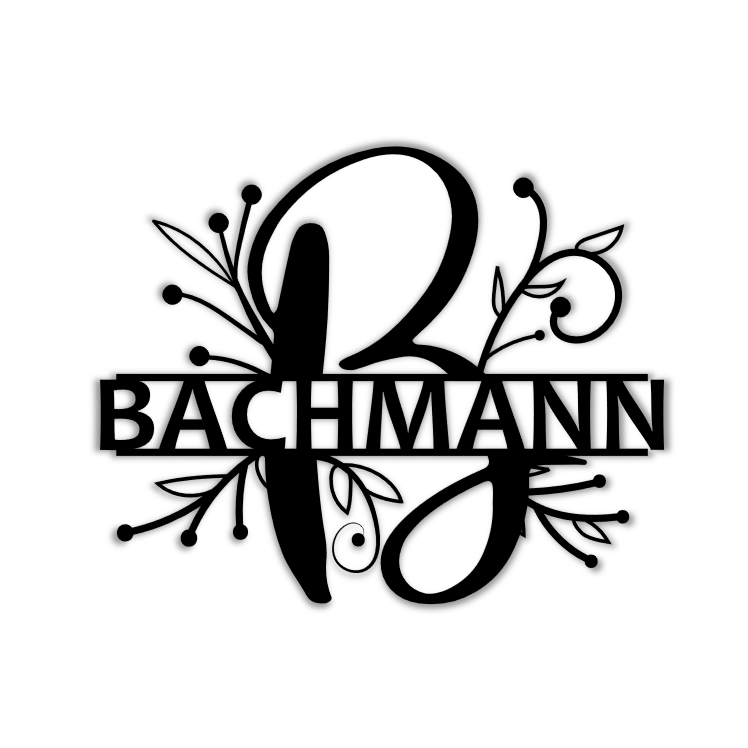 Initial and Last Name With Berry Sprig