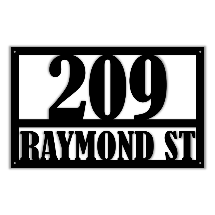 Rectangular Address Sign with Numbers and Street Name