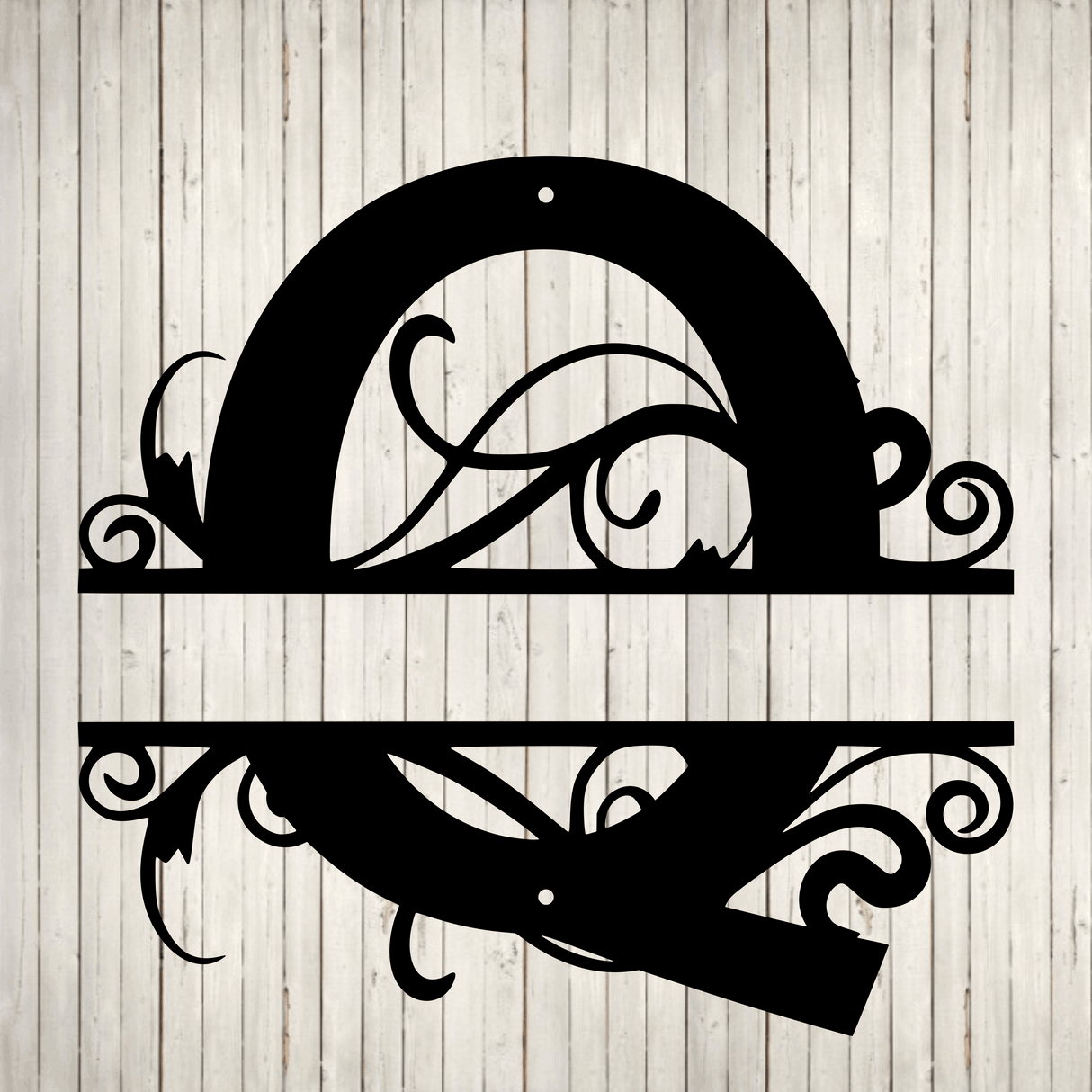 Split Swirl Block Initial with Custom Text